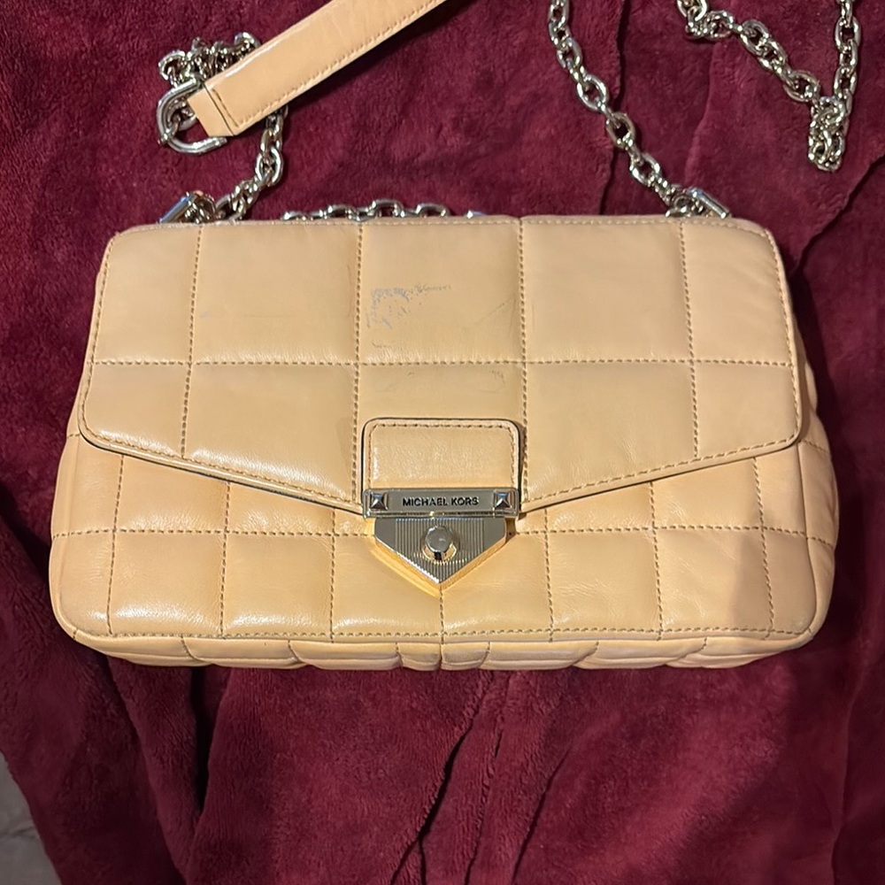 Michael Kors Beige Quilted Leather Shoulder Bag
